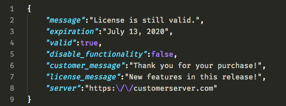 WPLA License Check JSON